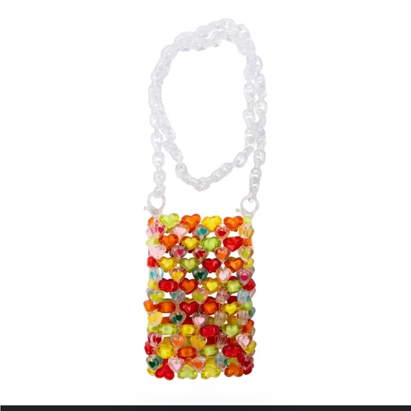 NWOT-Chunky Beaded Crossbody Pouch For Smartphones / Multi Color - Picture 2 of 7